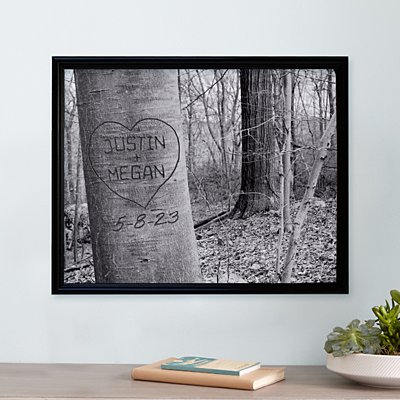 Engraved Heart Art Personalized Canvas
