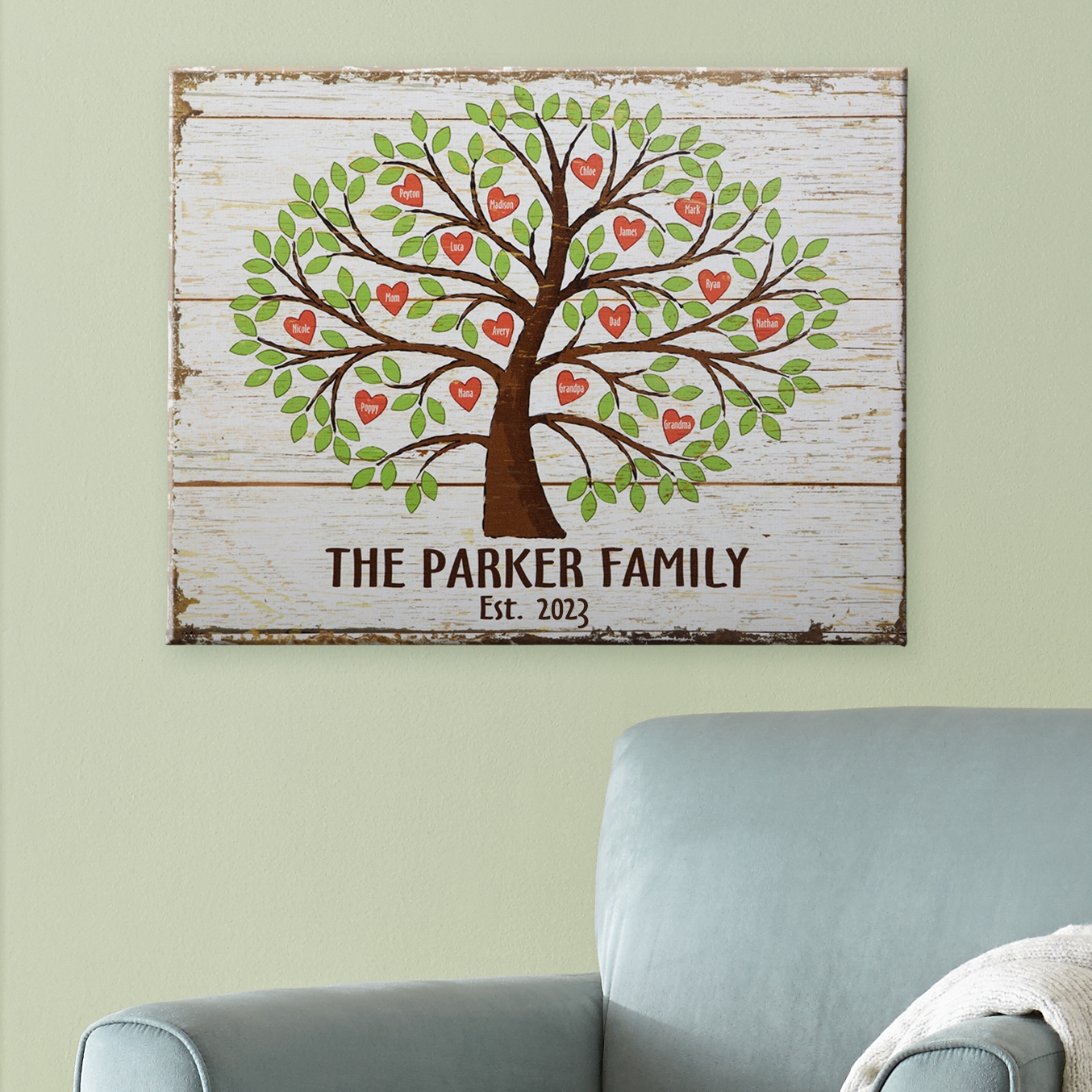 Family Tree of Hearts Canvas