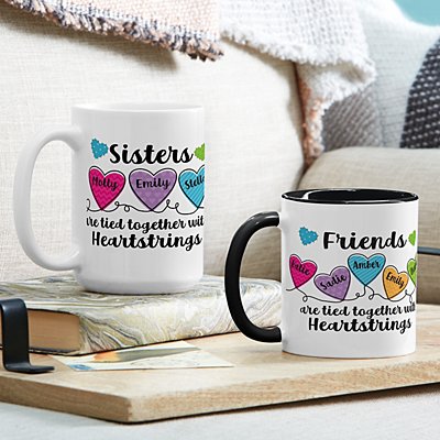 Siblings and Friends Heartstrings Personalized Mug