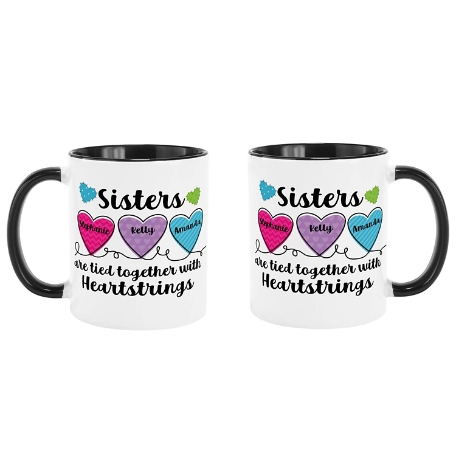 Sisters Heartstrings Mug - 11oz - Black Handle