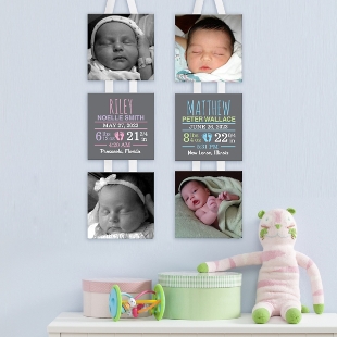 Personalized Silver Baby Picture Album - Baby Birth Information