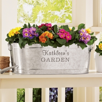 Vintage-Style Galvanized Personalized Planter Tub