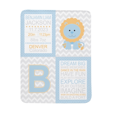 Chevron Baby Information Blanket - Lion