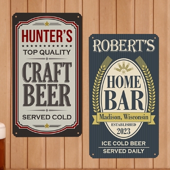 Rustic Metal Bar Signs