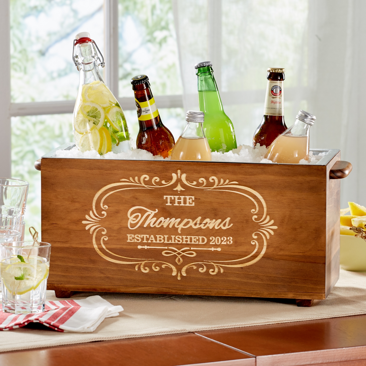 Decorative Name Wood Beverage Chiller