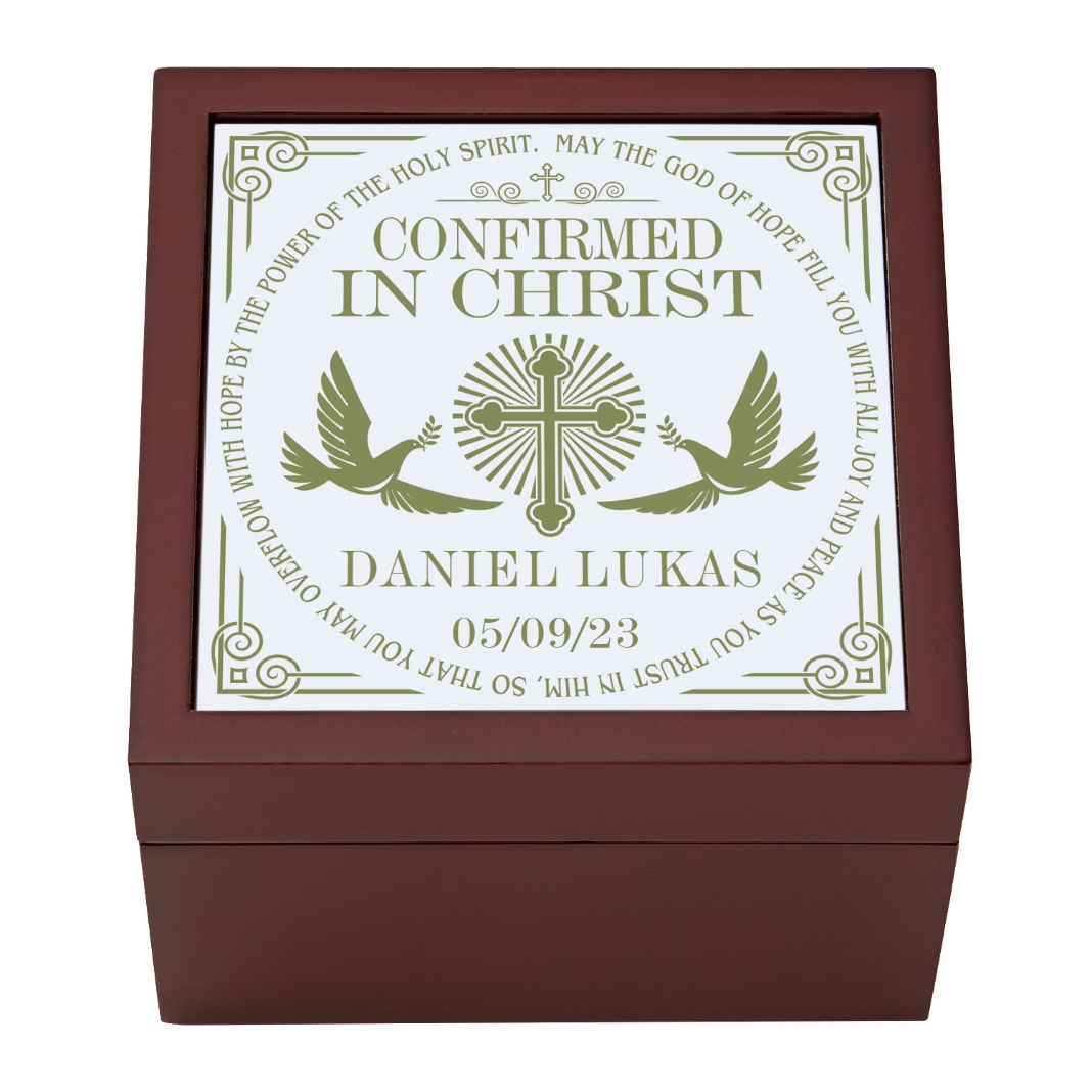 Confirmation Memories Tile Keepsake Box - Green | Personal Creations