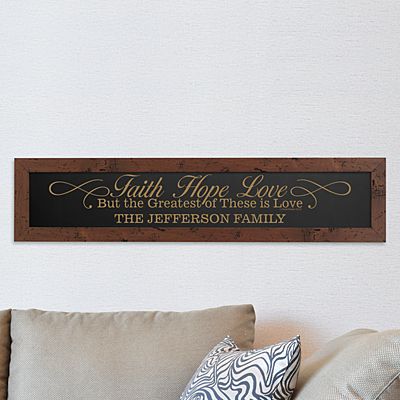 Faith, Hope, Love Framed Wood Sign