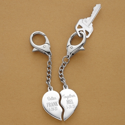 Perfectly United Personalized Heart Keychain Set