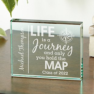 Life Is A Journey Graduation Glass Block