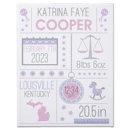 Hello Baby Canvas-Unframed-Pink - 11X14