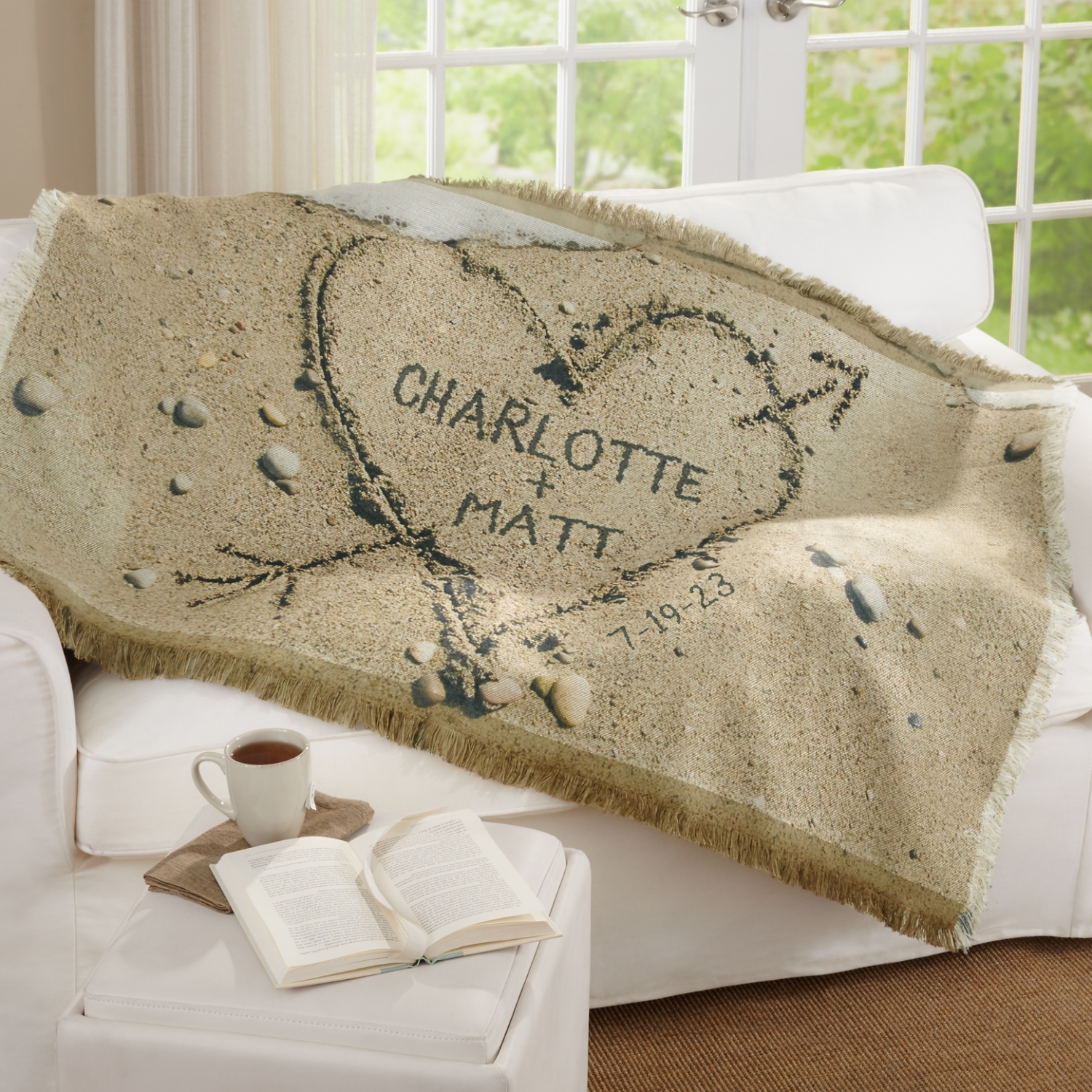 Love in Sand Personalized Throw