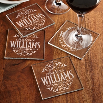 Decorative Label Glass Coasters