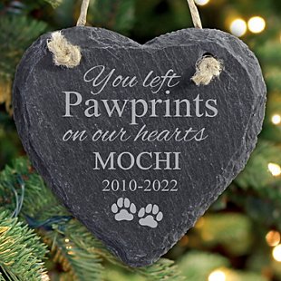 Pawprints  Heart Slate Ornament