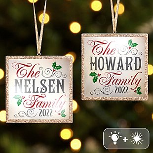 TwinkleBright® LED Christmas Holly Family Gold Ornament