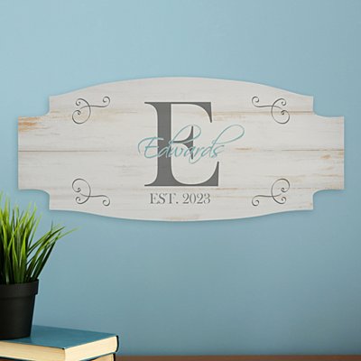Family Initial & Name Wood Sign