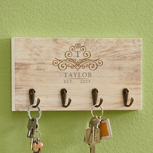 Elegant Monogram & Name Key Hook