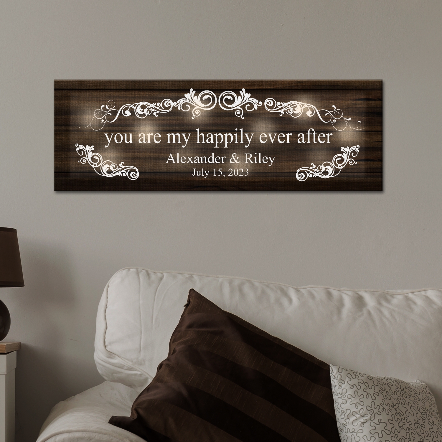 TwinkleBright® LED Our Happily Ever After Personalized Canvas