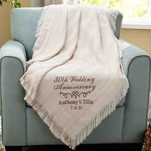 Elegant Anniversary Embroidered Throw