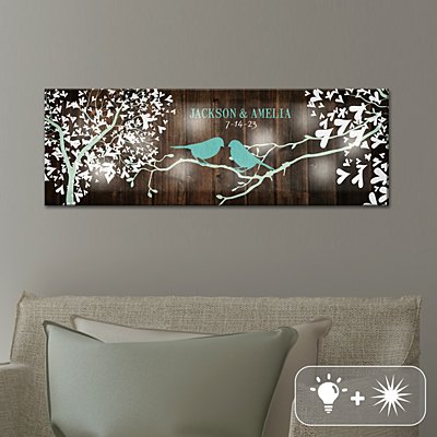 TwinkleBright® LED Lovely Lovebirds Personalized Canvas