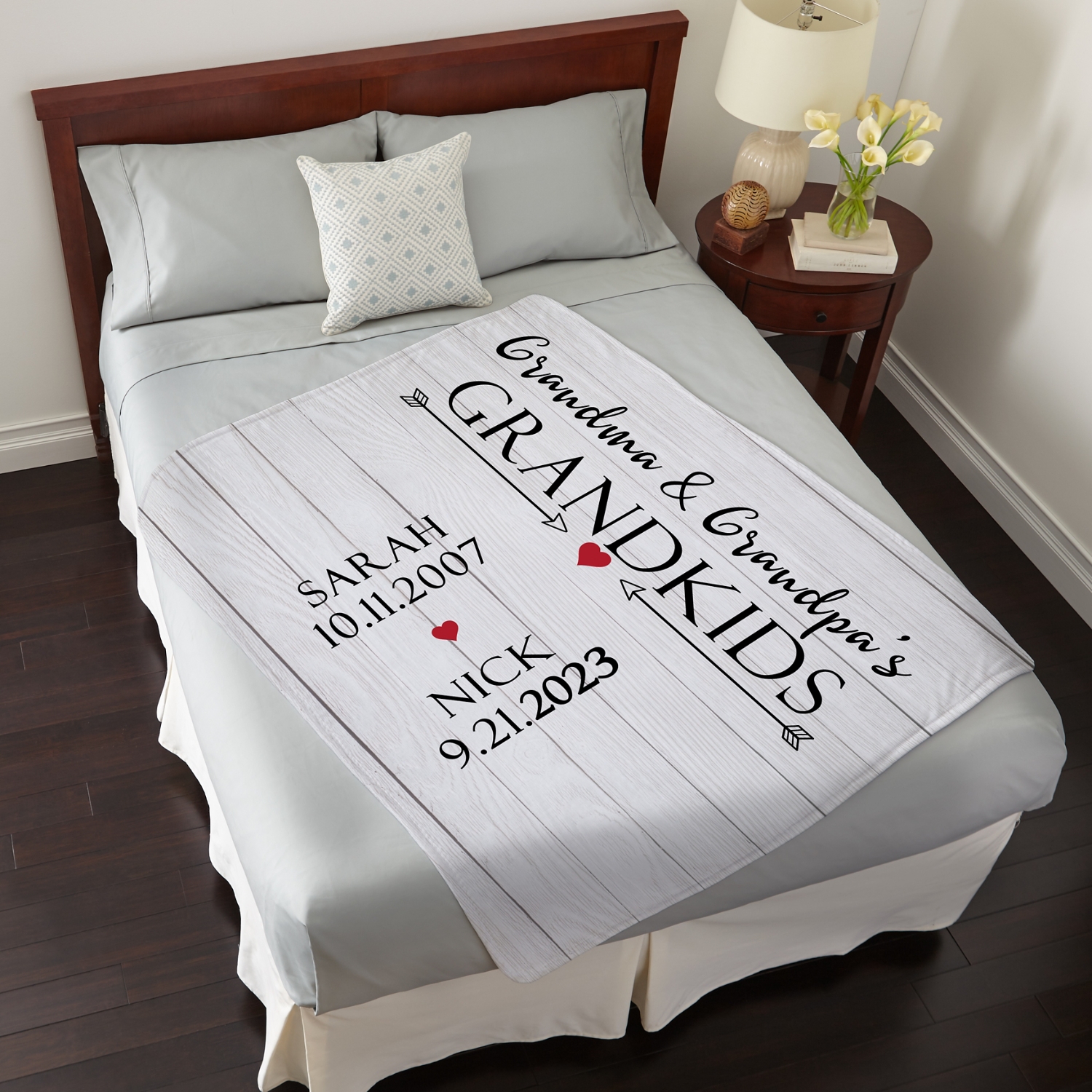 Grandchildren Fill Our Hearts Personalized Plush Blanket