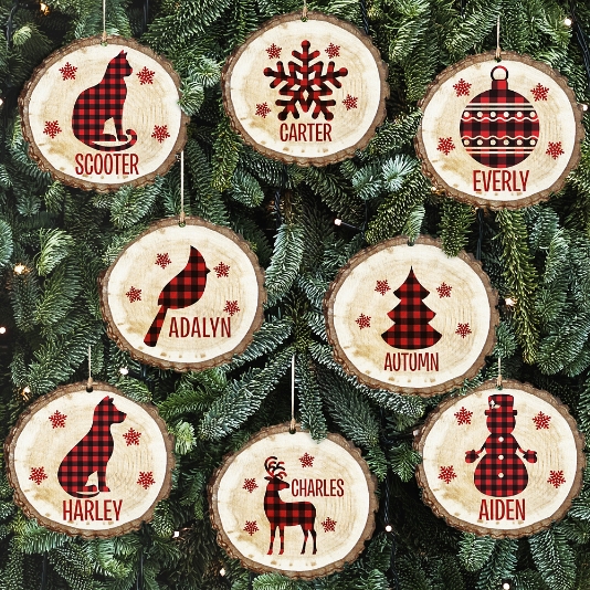 Marbled Wood Slice Ornaments with Plaid Crafts!
