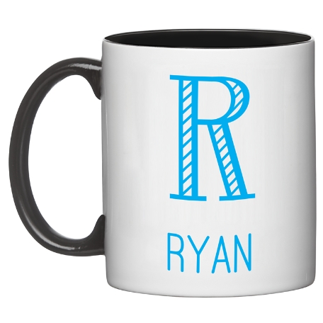 Whimsical Name & Monogram Mug - Blue 11oz