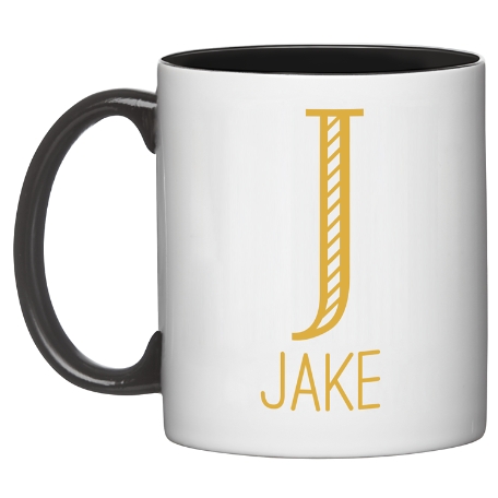 Whimsical Name & Monogram Mug - Gold 11oz