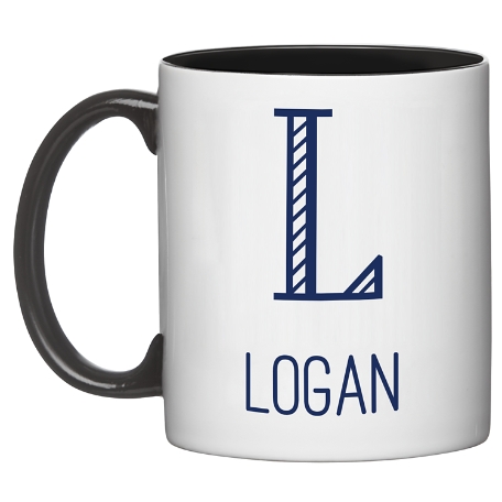 Whimsical Name & Monogram Mug - Navy 11oz