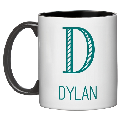 Whimsical Name & Monogram Mug - Teal