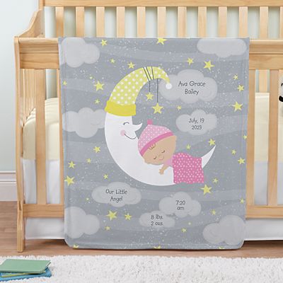 Moon & Stars Announcement Baby Blanket