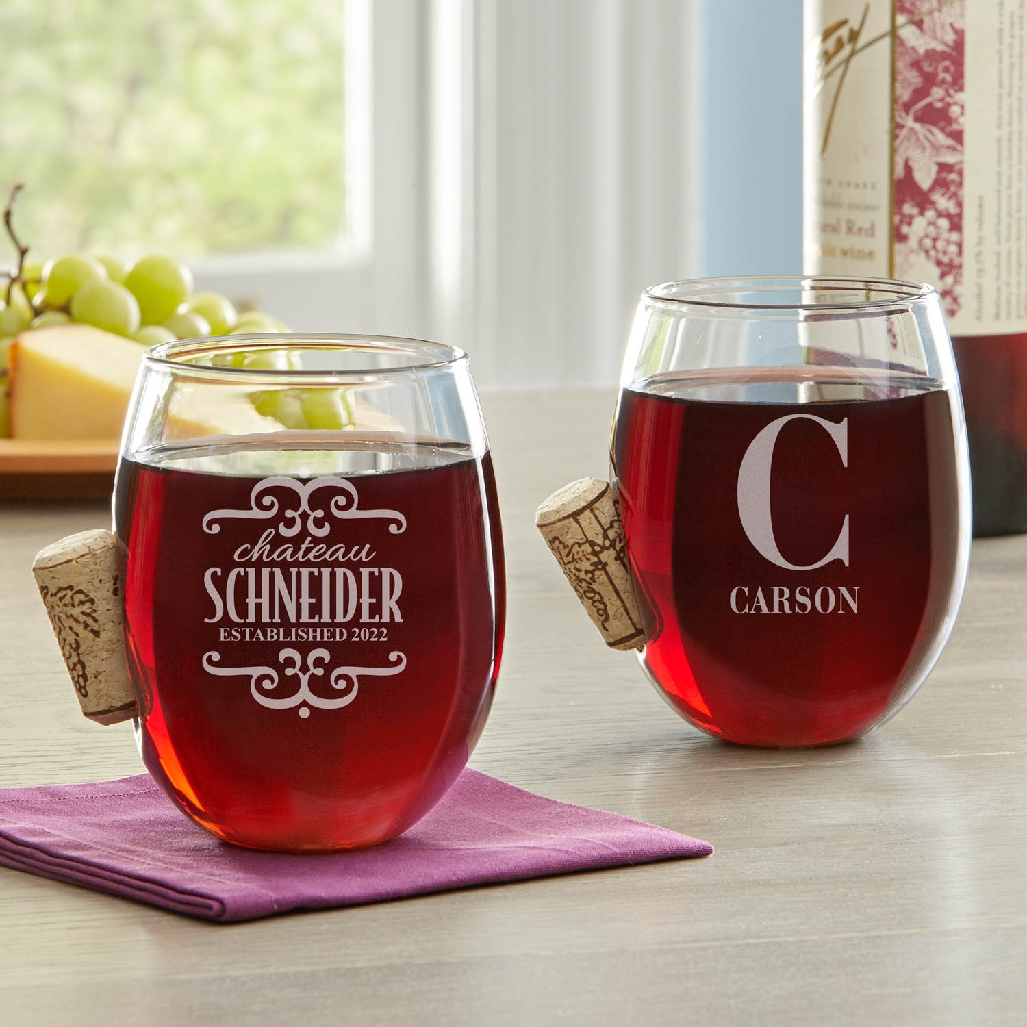 Unplugged Cork-In-Glass Personalized Barware