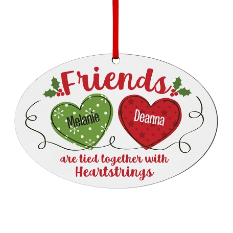 Holiday Heartstrings Oval Ornament - Friends
