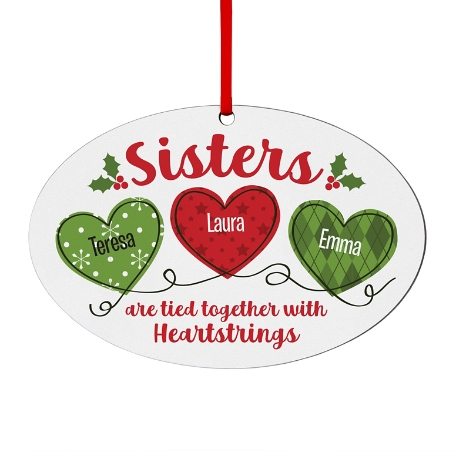 Holiday Heartstrings Oval Ornament - Sisters