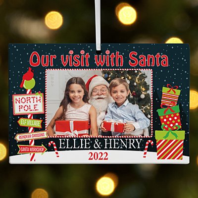 Visit with Santa Photo Rectangle Ornament