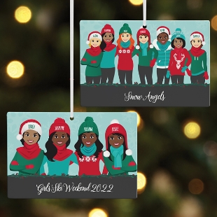 Bundled Up Besties Rectangle Ornament