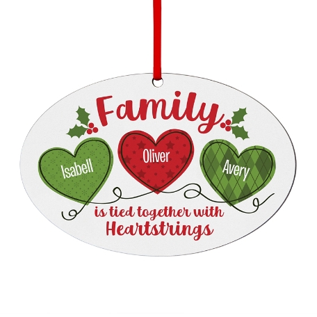 Holiday Heartstrings Oval Ornament - Family
