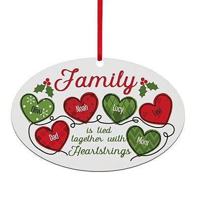 Holiday Heartstrings Oval Ornament - Family
