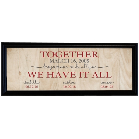 Family Timeline Canvas - Tan 9x27-Framed