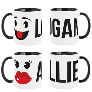 Create Your Own Couples Mug Set - 11oz w/ Black Handle