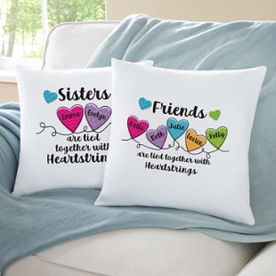 Sisters and Friends Heartstrings Throw Pillow
