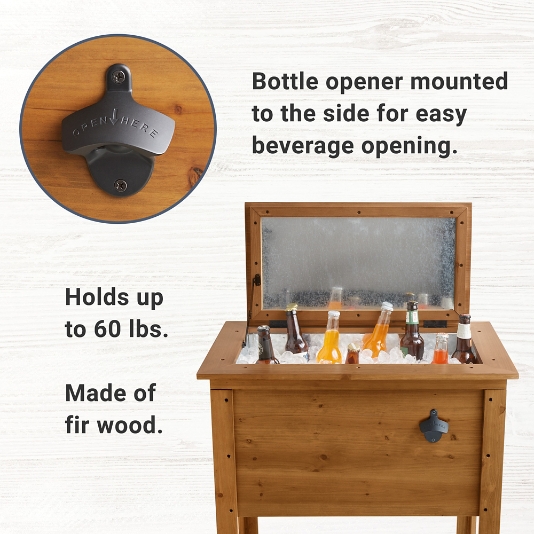 Outdoor wooden hot sale beverage cooler