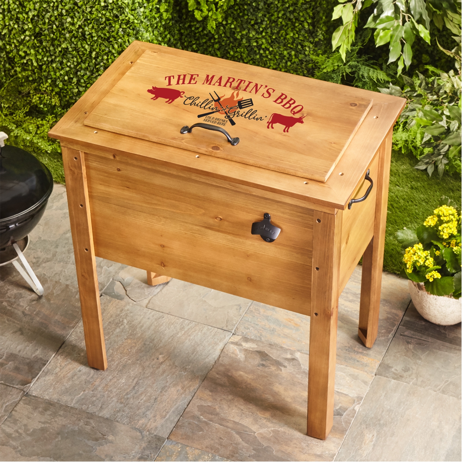 Chillin' & Grillin' Outdoor Wooden Cooler