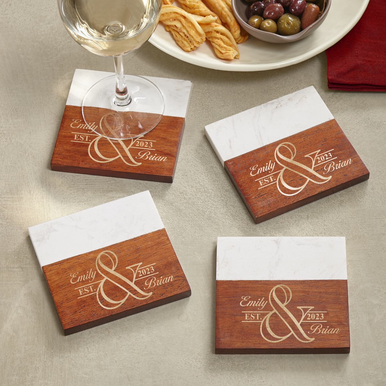 Simple Elegance Marble & Wood Coasters