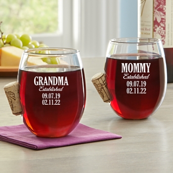 Commemorative Cork Stuck Personalized Wine Glass