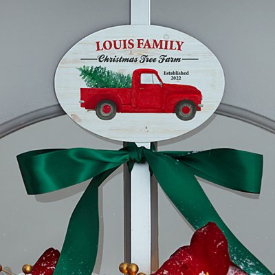 Christmas Tree Farm Plaque with Decorative Wreath Holder