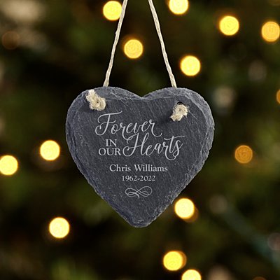 Slate Heart Memorial Personalized Ornament