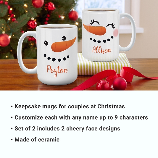 Personalized Christmas Mugs - Snowman Characters
