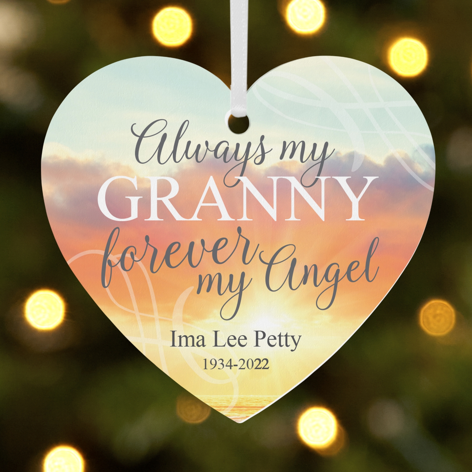 Forever Angel Sympathy Wood Heart Ornament