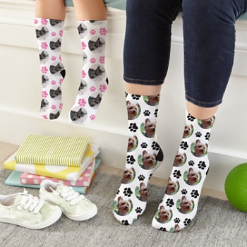 Pet Paw Print Photo Socks