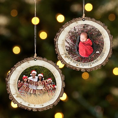 Picture Perfect Photo Rustic Wood Round Ornament